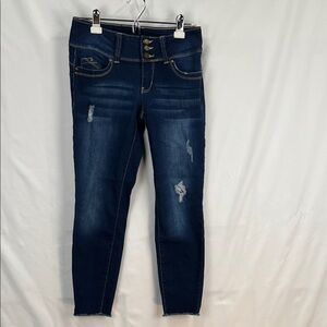 YMI - Women’s Jeans - Size 7 - Dark Blue - Zip and Button Front - Distressed